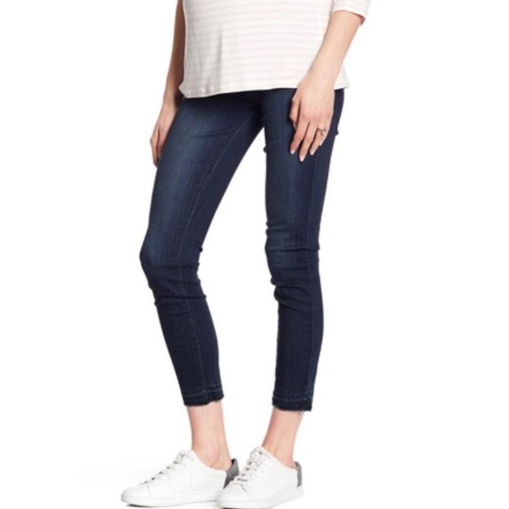 PAIGE Maternity Verdugo Released Fray Ankle Jeans